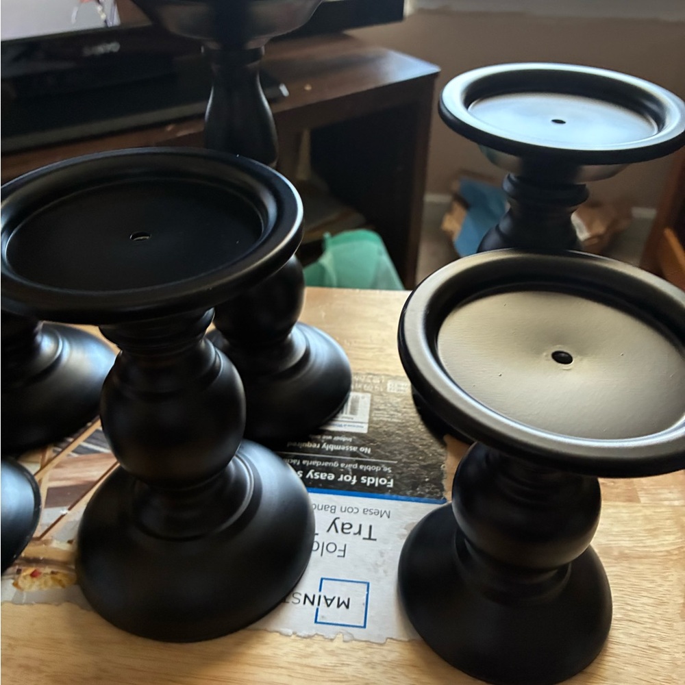 6 pcs Metal Pillar black Candle Holder Candlestick Holder